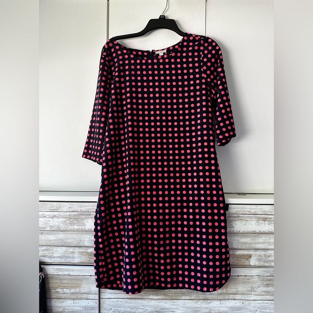 🌸 GAP Pink & Black Polka Dot A‑Line Dress | Size M | 3/4 Sleeve